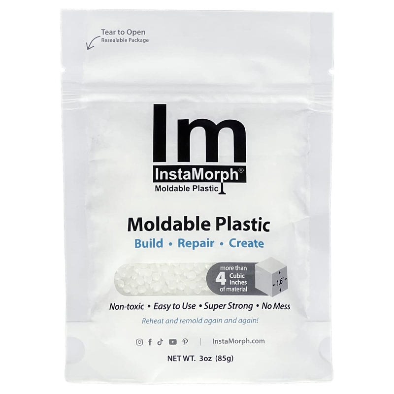 InstaMorph Reusable Moldable Plastic for Crafts,Sculpting,Cosplay,More 3oz | Reusable Thermoplastic Beads, Meltable Polymorph Pellets, Lightweight