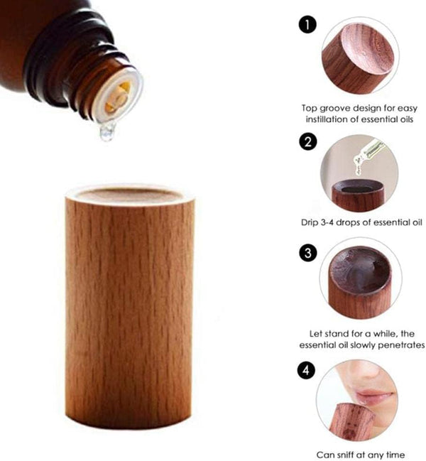 Black Walnut Wood Essential Oil Diffuser, Wooden Aromatherapy round Office Home Car Diffuser, Small Wooden Diffuser for Essential Oils