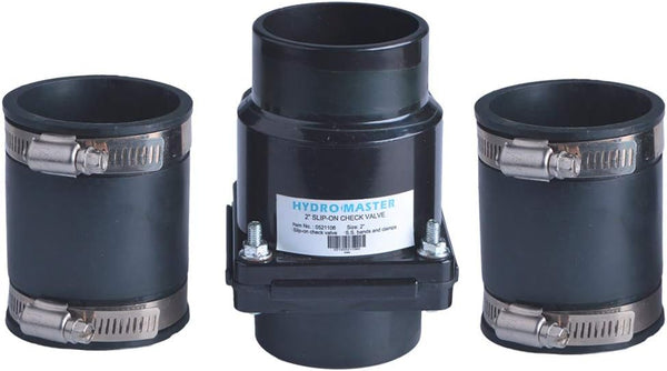 Hydro Master Plastic Sump Pump Check Valve with Stainless Steel Clamps 2 inch 2"