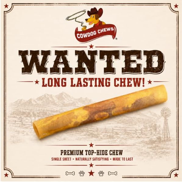 Cowdog Chews Rawhide Gourmet Meaty Rolls 7-8" (10 Count) – Premium Dog Treats with Savory Beef Filling, Long-Lasting Chew for Aggressive Chewers,