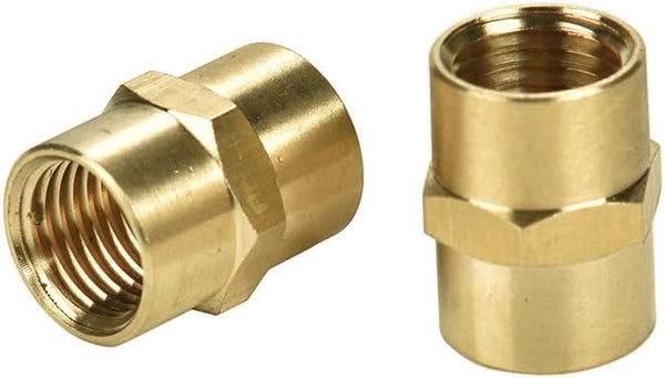 2 Pack 1/4" x 1/4" NPT Coupler, Brass Female Pipe Fitting (1/4" x 1/4" NPT Female, 2) | (1/4" x 1/4" NPT Female, 2)