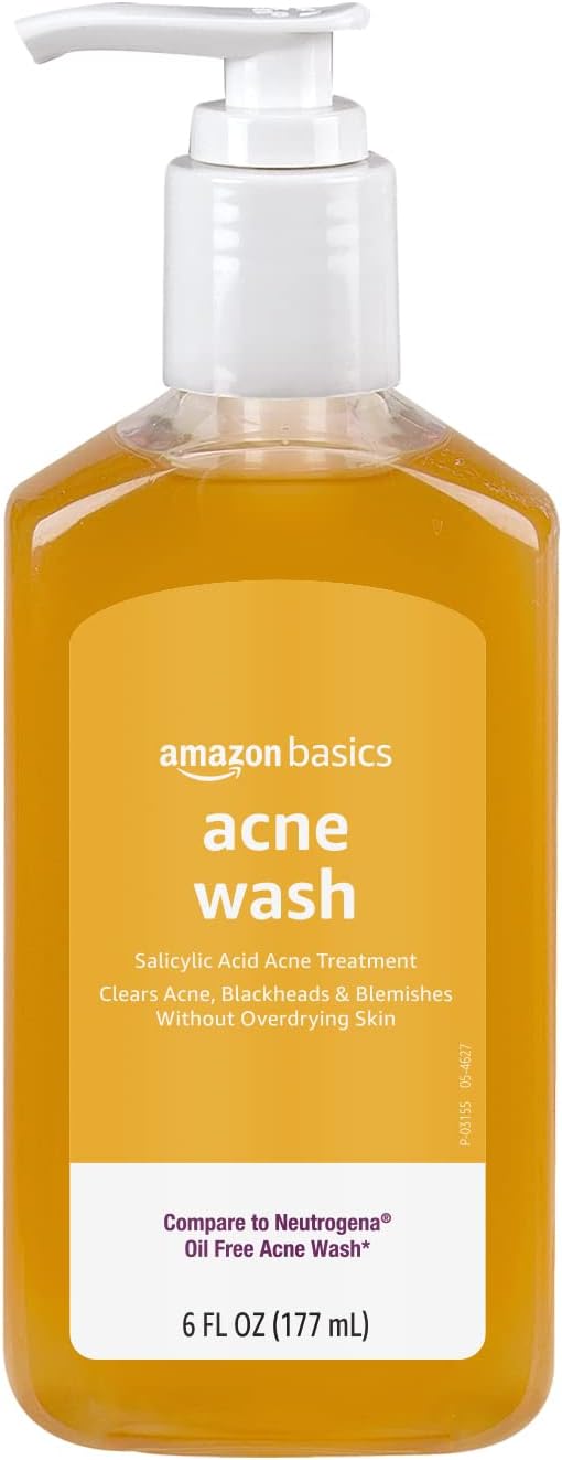 Amazon Basics Salicylic Acid Acne Wash, Unscented, 6 Fl Oz (Pack of 1)