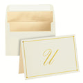 Pipilo Press Envelope Set - 4 x 6 in Ivory, Letter U Monogram, Pack of 24 - Personalized Gold Foil Note Cards & Matching Envelopes - 250 GSM Paper