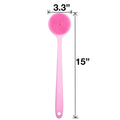 DNC Silicone Back Scrubber for Shower, Soft Bath Body Brush with Long Handle (Pink)