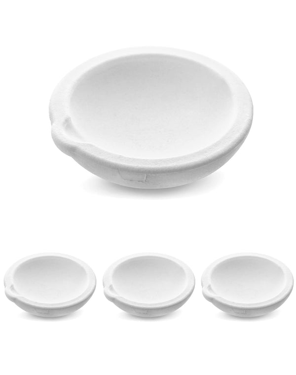 QWORK Ceramic Crucible Bowl, 4 Pcs Quartz Melting Dishes Pot for Melting Casting Refining Gold Silver Brass Alloy, 100G