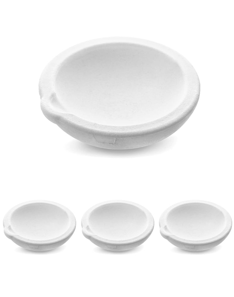 QWORK Ceramic Crucible Bowl, 4 Pcs Quartz Melting Dishes Pot for Melting Casting Refining Gold Silver Brass Alloy, 100G