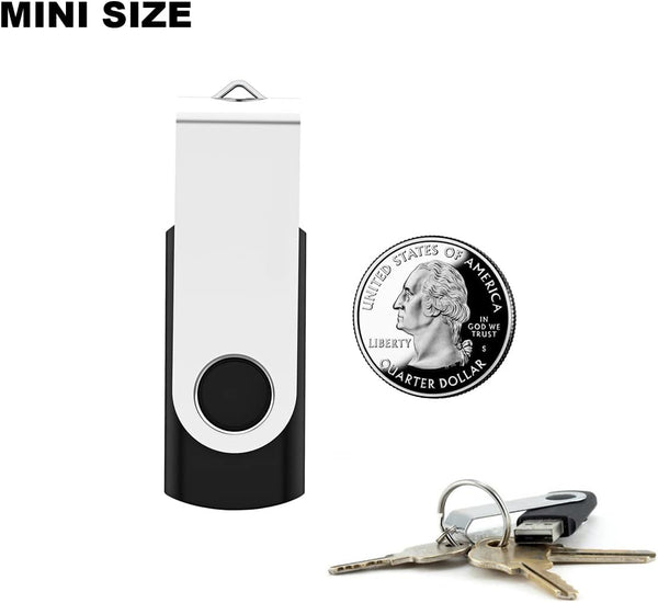2 Pack 64GB USB Flash Drive USB 2.0 Thumb Drives Jump Drive Fold Storage Memory Stick Swivel Design - Black 1 Count (Pack of 2) 64 GB