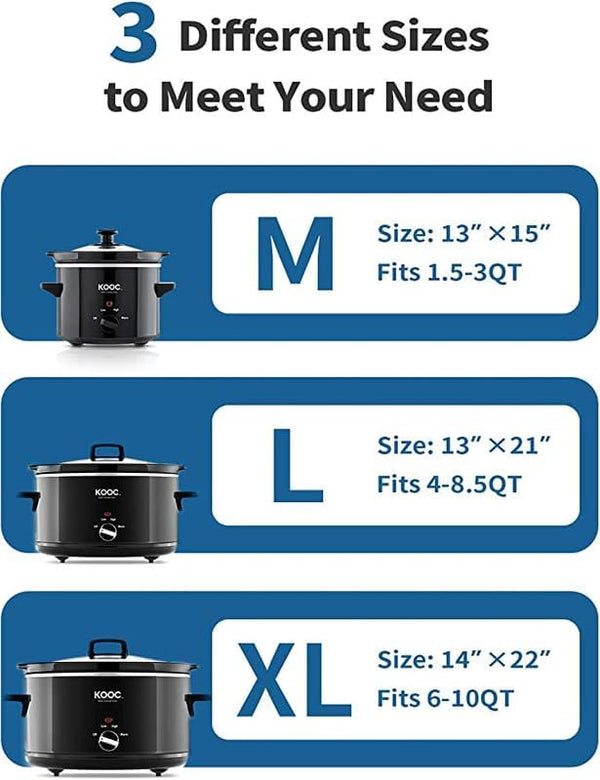 KOOC Slow Cooker Liners 14"X22" 10 Count Extra Large Size Disposable Pot Liners Christmas Cooking Bags Fit 6 Qt to 10 Qt Pot BPA Free Fresh