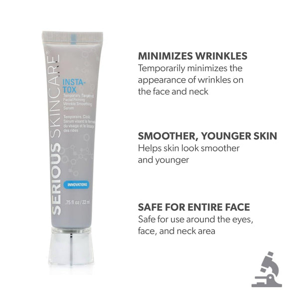 Serious Skincare - INSTA-TOX Instant Line and Wrinkle Filler Face Serum - Firm and Smooth Fine Lines, Deep Wrinkles and Pores - Temporary Skin