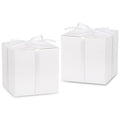 Hooqict 100 Pack Party Favor Boxes White Gift Boxes 2x2x2 inches Small Cardboard Gift Boxes with Lids and Ribbons Candy Treat Boxes for Gift