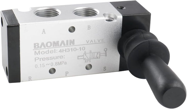 Baomain Manual Hand Lever Control Valve 4H310-10 G3/8" Air Inlet 5 Way 2 Position Pneumatic Solenoid Valve