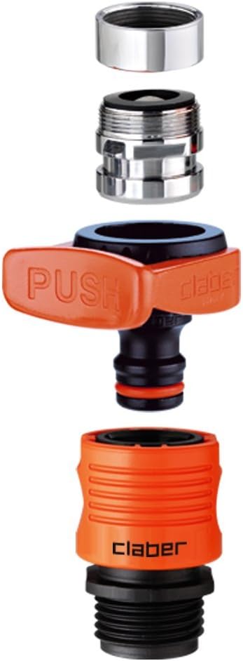 Claber 3/4” QUICK-FIT TAP CONNECTOR 8587, Garden Hose Quick Connect Fittings, Quick Release Hose Connector for Indoor Taps, Watertight Water Hose