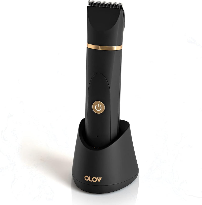 OLOV Electric Body Hair Trimmer - Groin Trimmer for Men - Bikini Trimmer Women - Wet/Dry Shaver Groomer, Replaceable Ceramic Blade Heads, USB