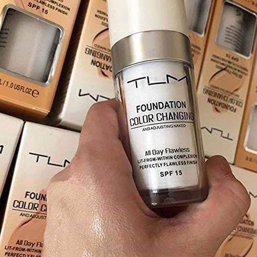 5PCS TLM Colour Changing Foundation Makeup Set Matte Liquid Full Coverage Oil Control Breathable Invisible Cover Concealer Foundation with Face