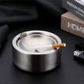 Nescope Stainless Steel Windproof Ashtray with lid Flip Top Ashtray for Indoor or Outdoor Use Ash Holder for Smokers Desktop Smoking Ashtray Home