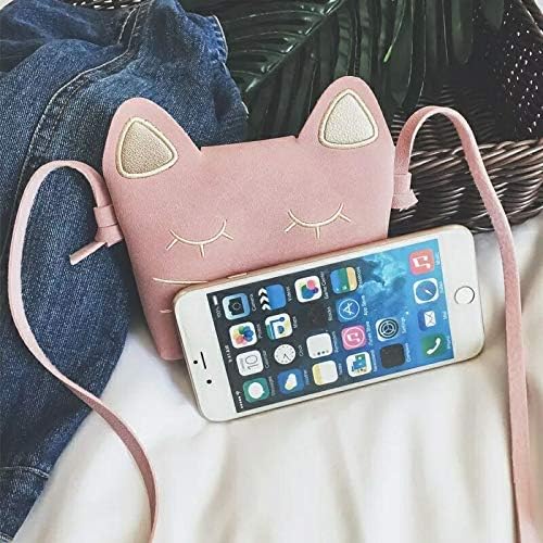 Cute Cat Crossbody Bag, 4 Pack Little Girls Purses | 1 Mini Coin Purse, Cat Headband, Elastic Hair Ties Pink