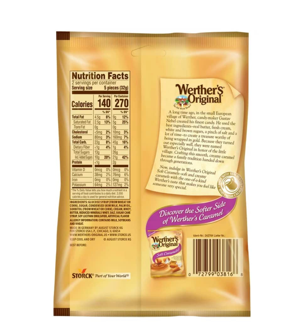 WERTHERS' ORIGINAL | SOFT CARAMELS Candies | 2 Pack, 2.22-Oz. Bags, Sameday Shipping Offers Free Pen