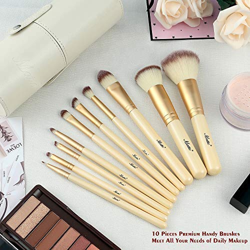 Matto Makeup Brushes 10-Piece Golden Makeup Brush Set with Foundation Powder Mineral Eye Face Make up Brushes Holder