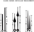 2 Pieces Silent Clock Movement Mechanism Long and Short Shaft with 6 Different Pairs of Hands DIY Clock Repair Parts Motor Replacemen Black