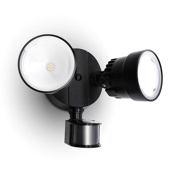 LUTEC Shrimp P6221B-PIR24 2000 Lumen 18 Watt 26 LED Motion Activated Integrated Dual-Head Floodlight Outdoor, IP54 Waterproof Exterior Security