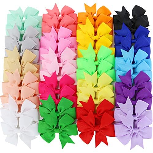 40Piece 3 Inch Boutique Grosgrain Ribbon Pinwheel Hair Bows Alligator Clips For Girls Babies Toddlers Accessories Teens In Pairs 3inch-40pcs