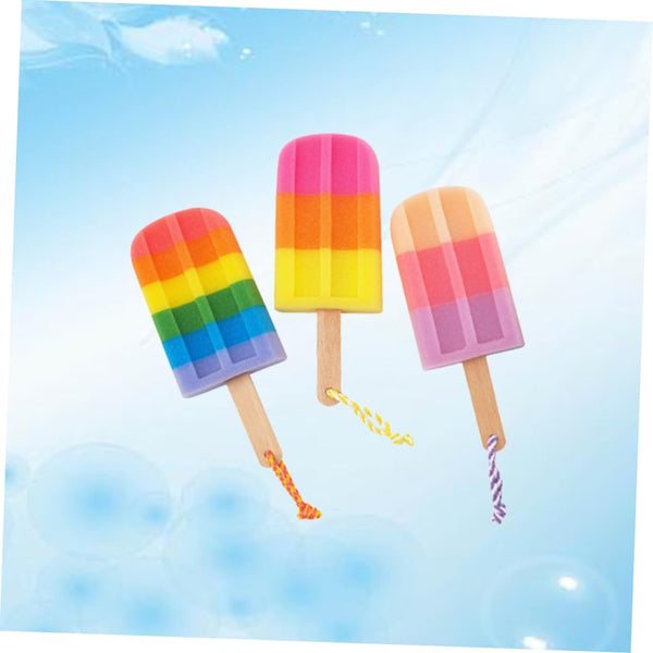 3pcs Bath Flower for Infants Elastic Hair Ties Bathing Accessories Body Shower Sponge Shower Sponge for Body Loofah Popsicle Ice Cream Wooden