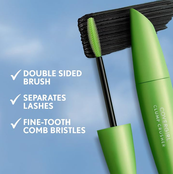 COVERGIRL Clump Crusher Water Resistant Mascara, Very Black, 0.44 Fl Oz, Volume Mascara, Clump-Free Lengthening Formula, Double-Sided Fine Tooth