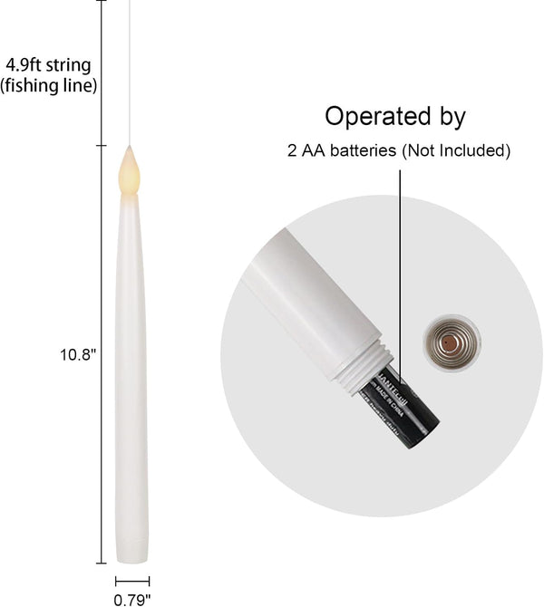 GenSwin 10.8" Floating Candles with Magic Wand Remote Timer, Flameless Taper Candles Flickering Battery Operated, LED Electric Hanging Window