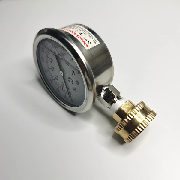 Stainless Steel 304 Liquid Filled Water Pressure Test Gauge,0-220psi, 2-1/2" Dial Display,Oil Gauge.Female 3/4" GHT Garden Hose Thread.