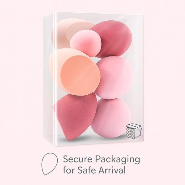 Makeup Sponge Set Foonbe Blender Sponges 7 Pcs for Liquid, Cream, and Powder, Latex Free, Multi Colored Beauty Sponges with 1 Mini Sponge, Vegan &