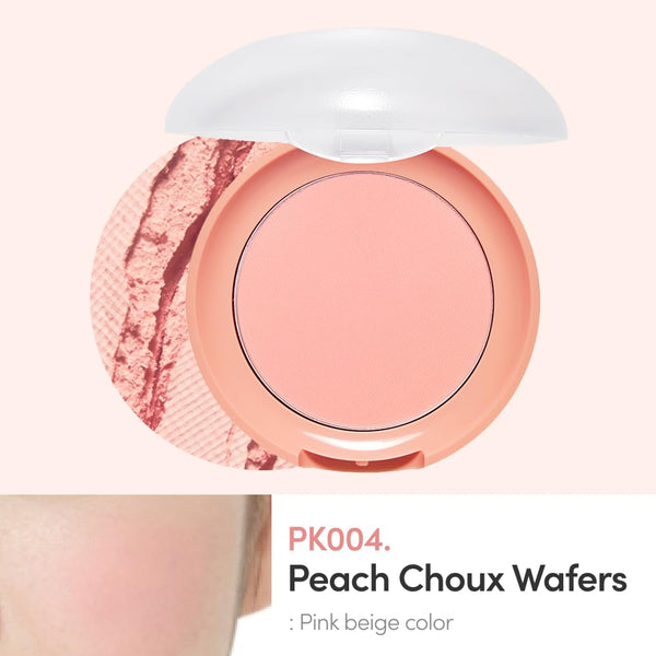 ETUDE Lovely Cookie Blusher - Peach Choux Wafers 4G | Glowing & Natural Powder Blush with Long-Lasting Sebum Control | Easy Application | Korean
