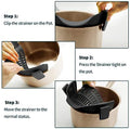 AUOON Clip On Strainer Silicone for All Pots, Standard 8.86 x 3.55in, Black | Food-grade BPA-free, Fits Pots Pans Bowls, Dishwasher Safe, for