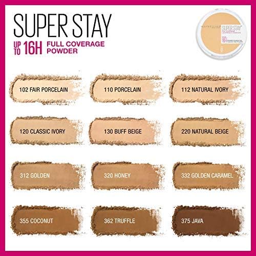 Maybelline Super Stay Full Coverage Powder Foundation Makeup, up to 16 Hour Wear, Soft, Creamy Matte Foundation, Natural Beige, 1 Count