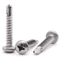 50pcs 2 x 1 Phillips Pan Head Self Drilling Screw, 410 Stainless Steel, Pan Head Quick Self Tapping Screws for Sheet Metal, Wood, Plastic,
