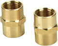 2 Pack 1/4" x 1/4" NPT Coupler, Brass Female Pipe Fitting (1/4" x 1/4" NPT Female, 2) | (1/4" x 1/4" NPT Female, 2)