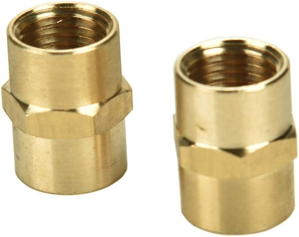 2 Pack 1/4" x 1/4" NPT Coupler, Brass Female Pipe Fitting (1/4" x 1/4" NPT Female, 2) | (1/4" x 1/4" NPT Female, 2)