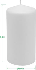 Stonebriar Unscented White Tall Pillar Candles, 65 Hour Burning Candle Pillars, Perfect for Decor, Weddings, Emergencies 3" X 6", 6 count Pack of