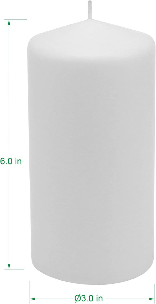 Stonebriar Unscented White Tall Pillar Candles, 65 Hour Burning Candle Pillars, Perfect for Decor, Weddings, Emergencies 3" X 6", 6 count Pack of