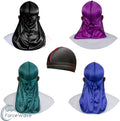 4PCS Silky Durags for Men Women 360 Waves with 1 Wave Cap, Silky Satin Durag Extra Long Tails Black Blue Green Purple