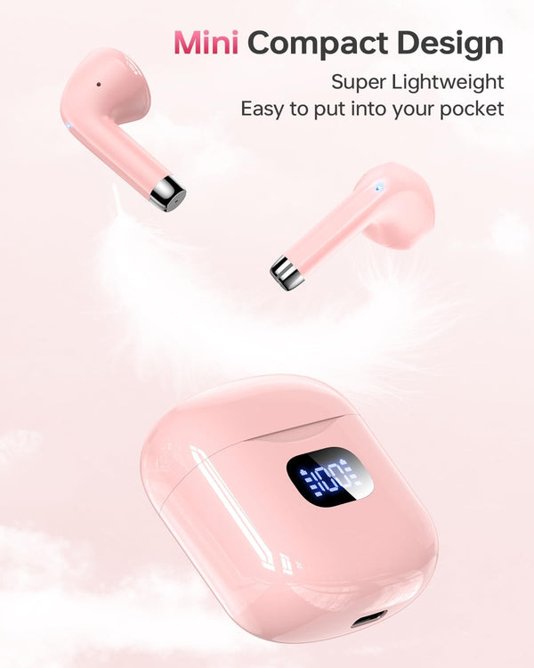 Wireless Earbuds Bluetooth 5.3 Headphones, 40Hrs Playback Stereo Ear Buds with LED Display Charging Case IPX7 Waterproof in-Ear Earphones with Mic