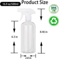 Plastic Spray Bottle, 17oz Refillable Versatility Sprayer, Clear, 4 Pack Clear 16.9 Ounces (Pack of 4)