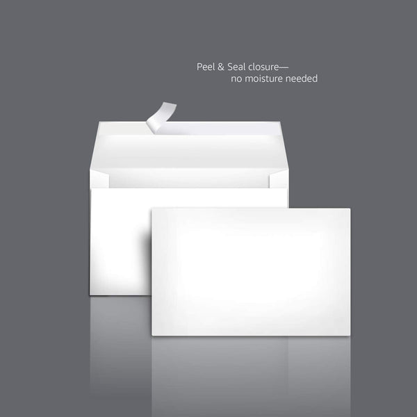 Amazon Basics A9 Blank Invitation Mailing Envelopes, Peel & Seal, No Licking, 5-3/4 x 8-3/4 Inches, White, Pack of 100 100-Pack