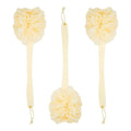 Juvale Exfoliating Luffa Shower Scrubber & Bath Scrubber for Body - 18 in, Ivory, 3-Pack - Loofah on a Stick & Shower Brush for Back