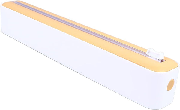 Plastic Wrap Dispenser, PP Reusable Cling Film Dispenser with Cutter Magnetic Stripe Food Wrap Dispenser Foil and Plastic Wrap Dispenser (White