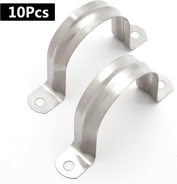 M50 2 Inch Conduit Clamps, Stainless Steel Cable Clamp, 10pcs | U Bracket, Rigid Pipe Strip, Hanger with 2 Holes Fit for 2 inch Pipes OD 10pcs 2 Inch
