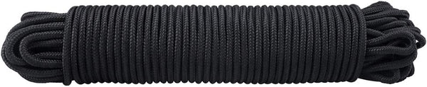 jijAcraft 6MM Black Nylon Rope - Thick Nylon Washing Line, 30M Solid Binding Hanging Twisted Cord, Heavy Duty Rope for Garden, Hammock, Camping