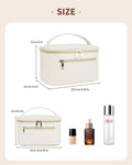 Wandering Nature Makeup Bag, Travel Make up Organizer Cosmetic Brush Bags Case for Women in Vegan Leather, Beige,Patent Pending