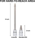 Mayouko 3/8" Drive Extra Long Allen Hex Bit Socket Set, S2&CR-V, Metreic&SAE, 18 Pieces, 1/8" - 3/8", 3-10 mm Hex(SAE&Metric)