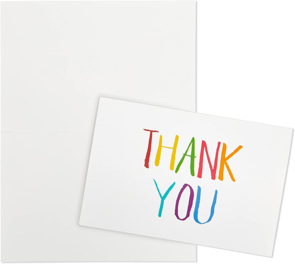 Juvale Thank You Cards with Envelopes - Bulk Blank Thank You Notes & Cards for Kids & Adults - 6 Assorted Rainbow Designs - White, 48 Pack, 4 x 6