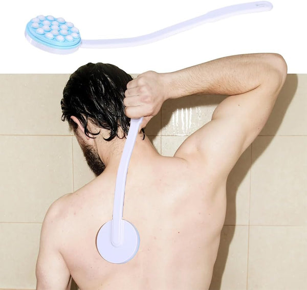 Joyzan Back Lotion Applicator, Long Handled Shower Massager Roll Brush Wand | Self Reach Tanner Bath Dispenser Curved Rotating Head Sunscreen Skin